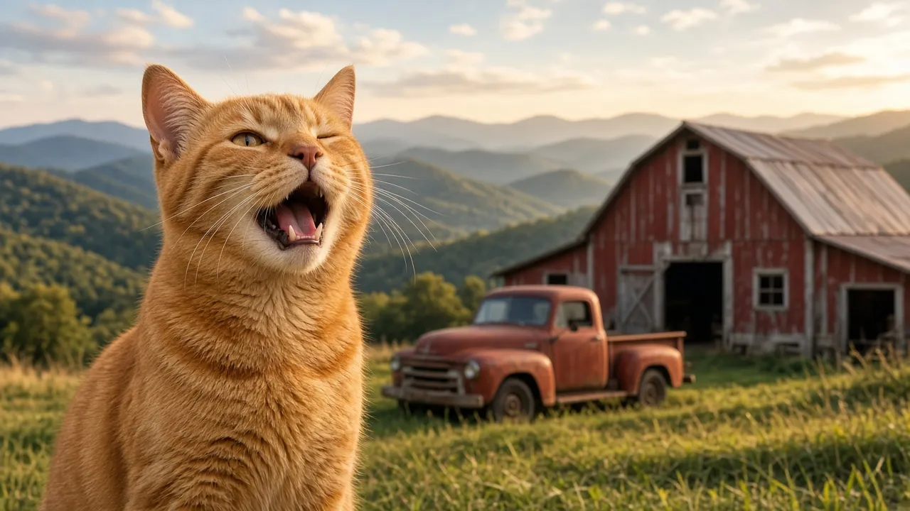 Scar, a short-haired one-eyed ginger tomcat